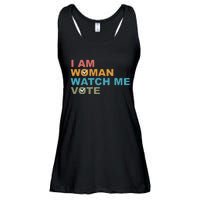 Vintage Retro I Am Woman Watch Me Vote For President Kamalaharris Ladies Essential Flowy Tank