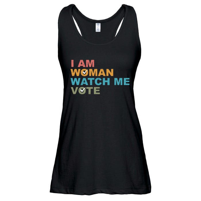 Vintage Retro I Am Woman Watch Me Vote For President Kamalaharris Ladies Essential Flowy Tank