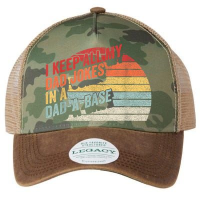 Vintage Retro I Keep All My Dad Jokes In A Dad A Base Gift Legacy Tie Dye Trucker Hat