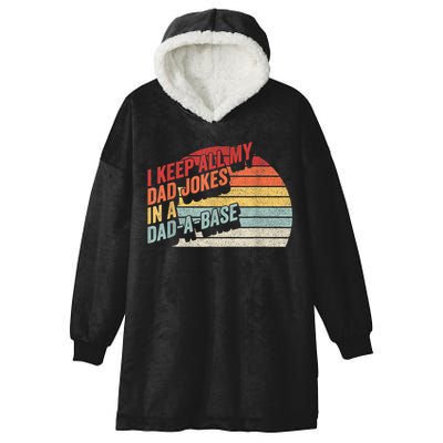 Vintage Retro I Keep All My Dad Jokes In A Dad A Base Gift Hooded Wearable Blanket