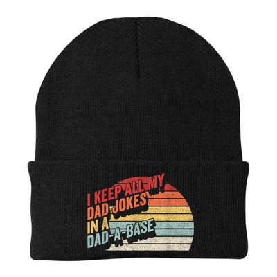 Vintage Retro I Keep All My Dad Jokes In A Dad A Base Gift Beanie