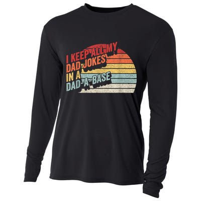 Vintage Retro I Keep All My Dad Jokes In A Dad A Base Gift Cooling Performance Long Sleeve Crew