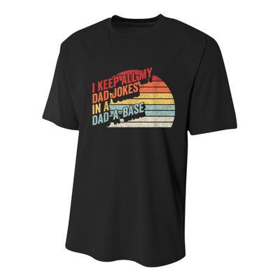 Vintage Retro I Keep All My Dad Jokes In A Dad A Base Gift Youth Performance Sprint T-Shirt