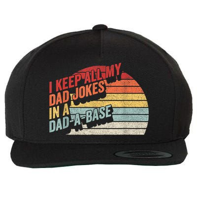 Vintage Retro I Keep All My Dad Jokes In A Dad A Base Gift Wool Snapback Cap