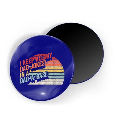 Vintage Retro I Keep All My Dad Jokes In A Dad A Base Gift Magnet
