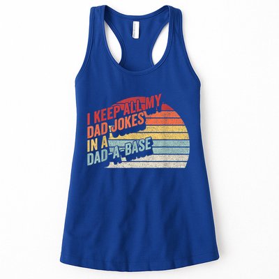 Vintage Retro I Keep All My Dad Jokes In A Dad A Base Gift Womens Tank Top