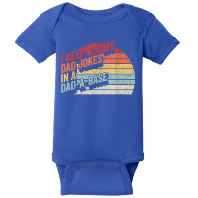 Vintage Retro I Keep All My Dad Jokes In A Dad A Base Gift Baby Bodysuit