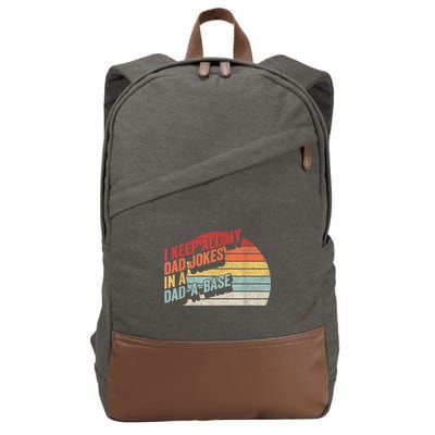 Vintage Retro I Keep All My Dad Jokes In A Dad A Base Gift Cotton Canvas Backpack
