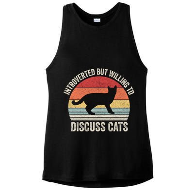 Vintage Retro Introverted But Willing To Discuss Cats Cat Great Gift Ladies PosiCharge Tri-Blend Wicking Tank