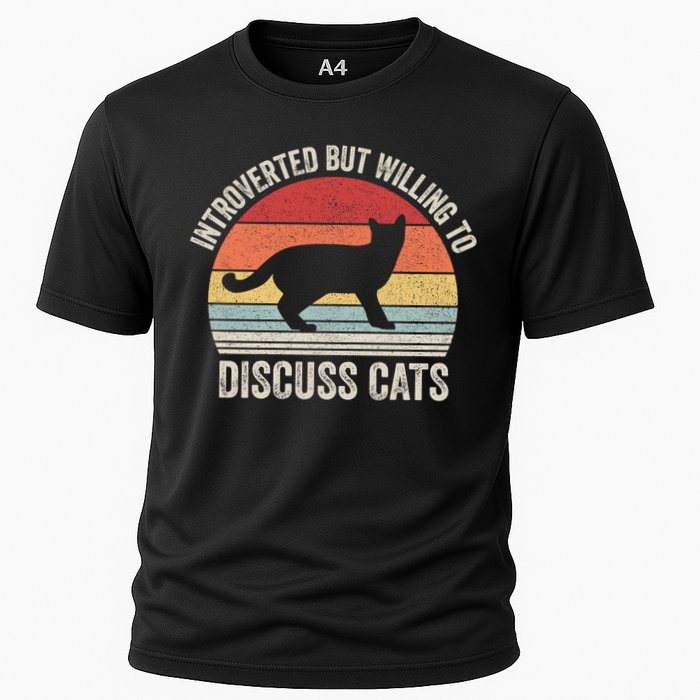 Vintage Retro Introverted But Willing To Discuss Cats Cat Great Gift Performance Shirt