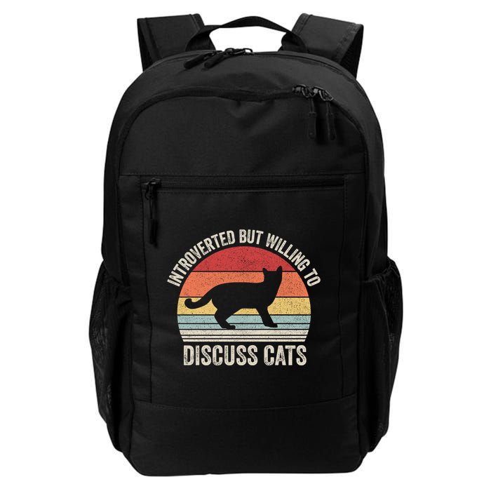 Vintage Retro Introverted But Willing To Discuss Cats Cat Great Gift Backpack