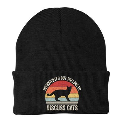 Vintage Retro Introverted But Willing To Discuss Cats Cat Great Gift Beanie