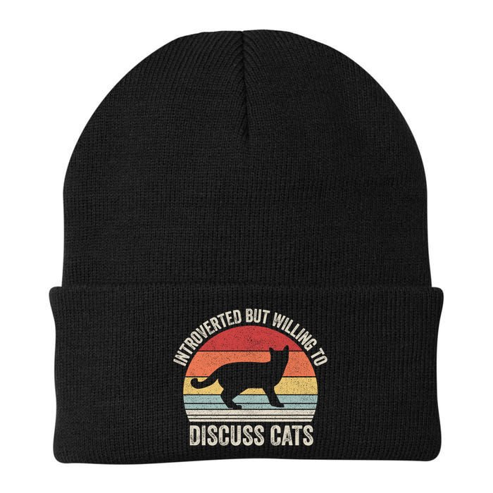 Vintage Retro Introverted But Willing To Discuss Cats Cat Great Gift Beanie