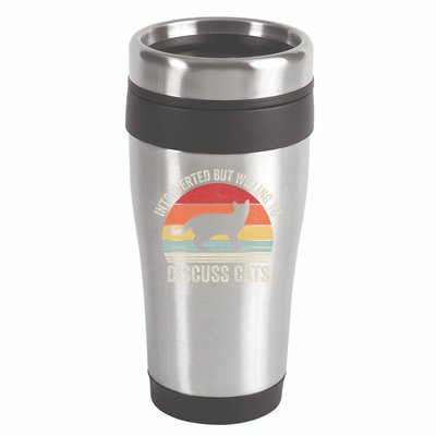 Vintage Retro Introverted But Willing To Discuss Cats Cat Great Gift 16oz Travel Tumbler