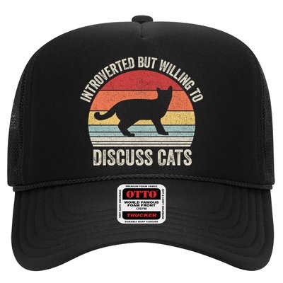 Vintage Retro Introverted But Willing To Discuss Cats Cat Great Gift Trucker Hat