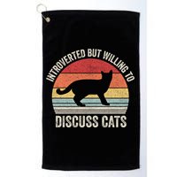 Vintage Retro Introverted But Willing To Discuss Cats Cat Great Gift Golf Towel