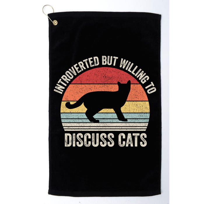 Vintage Retro Introverted But Willing To Discuss Cats Cat Great Gift Golf Towel