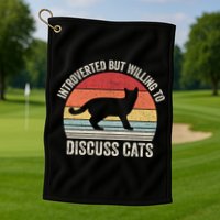 Vintage Retro Introverted But Willing To Discuss Cats Cat Great Gift Golf Towel
