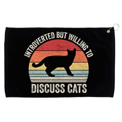 Vintage Retro Introverted But Willing To Discuss Cats Cat Great Gift Grommeted Golf Towel