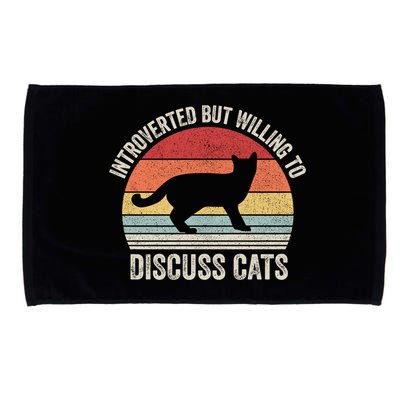 Vintage Retro Introverted But Willing To Discuss Cats Cat Great Gift Microfiber Hand Towel