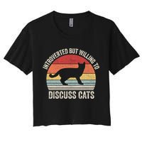 Vintage Retro Introverted But Willing To Discuss Cats Cat Great Gift Crop Top