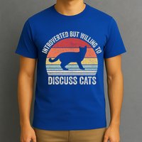 Vintage Retro Introverted But Willing To Discuss Cats Cat Great Gift T-Shirt