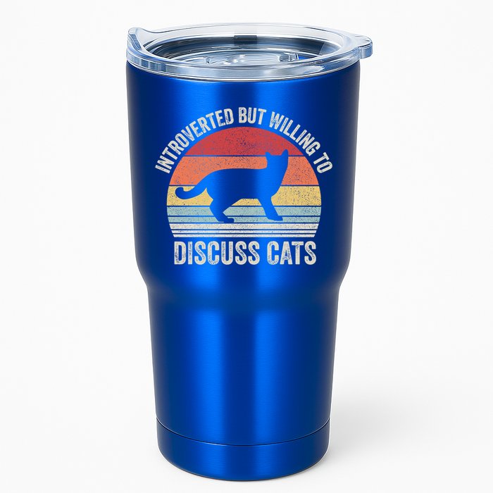Vintage Retro Introverted But Willing To Discuss Cats Cat Great Gift Tumbler