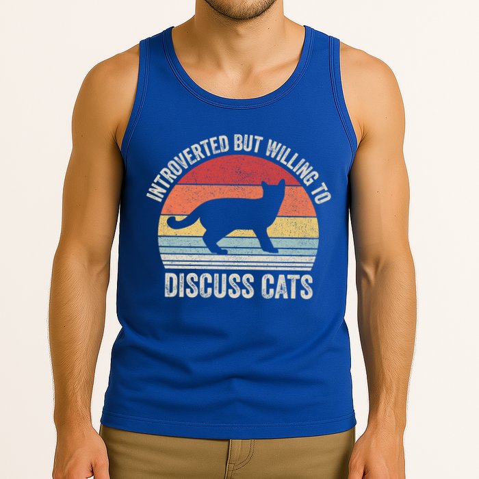 Vintage Retro Introverted But Willing To Discuss Cats Cat Great Gift Tank Top