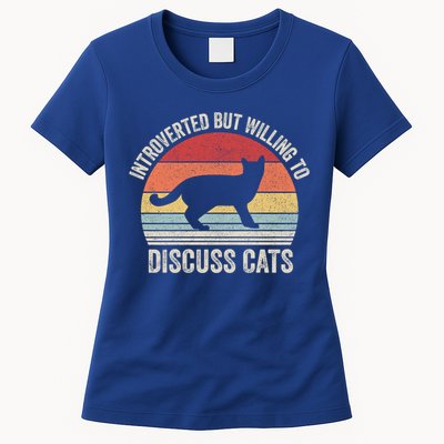 Vintage Retro Introverted But Willing To Discuss Cats Cat Great Gift Womens T-Shirt