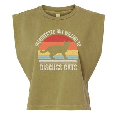Vintage Retro Introverted But Willing To Discuss Cats Cat Great Gift Garment-Dyed Women's Muscle Tee