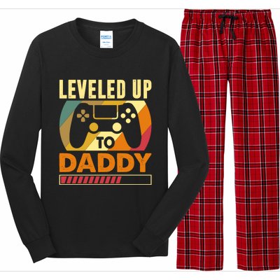 Vintage Retro I Leveled Up To Daddy Funny Promoted To Dad Gift Long Sleeve Pajama Set