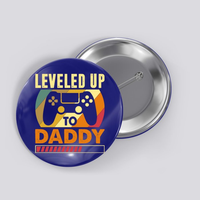 Vintage Retro I Leveled Up To Daddy Funny Promoted To Dad Gift Button