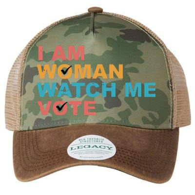 Vintage Retro I Am Woman Watch Me Vote For Women Legacy Tie Dye Trucker Hat