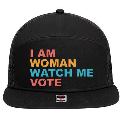 Vintage Retro I Am Woman Watch Me Vote For Women 7 Panel Mesh Trucker Snapback Hat