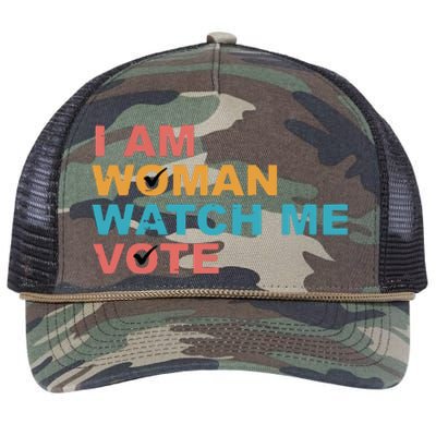 Vintage Retro I Am Woman Watch Me Vote For Women Retro Rope Trucker Hat Cap