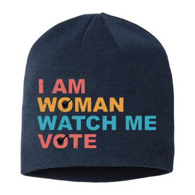 Vintage Retro I Am Woman Watch Me Vote For Women Sustainable Beanie