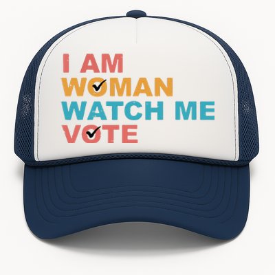 Vintage Retro I Am Woman Watch Me Vote For Women Trucker Hat