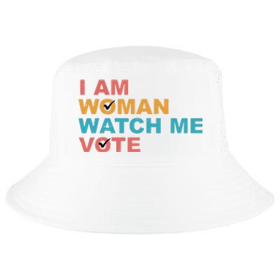 Vintage Retro I Am Woman Watch Me Vote For Women Cool Comfort Performance Bucket Hat