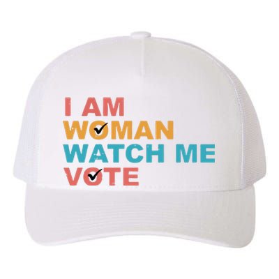 Vintage Retro I Am Woman Watch Me Vote For Women Yupoong Adult 5-Panel Trucker Hat