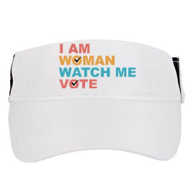 Vintage Retro I Am Woman Watch Me Vote For Women Adult Drive Performance Visor