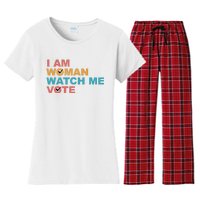 Vintage Retro I Am Woman Watch Me Vote For Women Women's Flannel Pajama Set