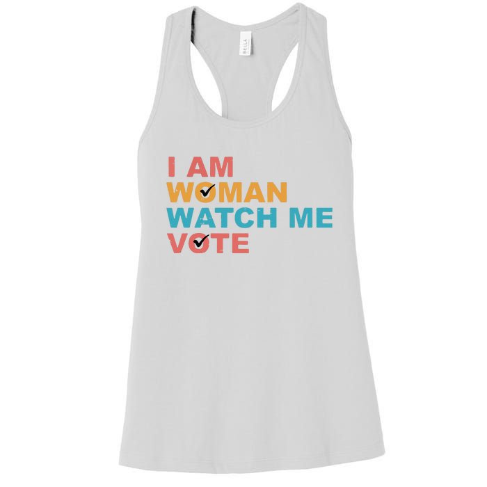 Vintage Retro I Am Woman Watch Me Vote For Women Women's Racerback Tank