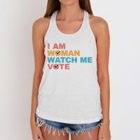 Vintage Retro I Am Woman Watch Me Vote For Women Women's Knotted Racerback Tank