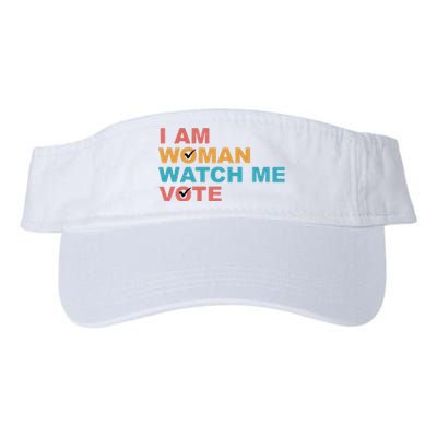 Vintage Retro I Am Woman Watch Me Vote For Women Valucap Bio-Washed Visor