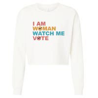 Vintage Retro I Am Woman Watch Me Vote For Women Cropped Pullover Crew