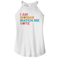 Vintage Retro I Am Woman Watch Me Vote For Women Women's Perfect Tri Rocker Tank