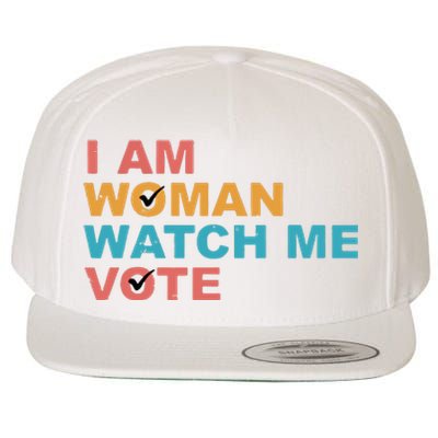 Vintage Retro I Am Woman Watch Me Vote For Women Wool Snapback Cap