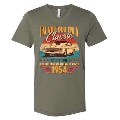 Vintage Retro Im Not Old Im A Classic 1954 70th Birthday Classic Car Lover V-Neck T-Shirt