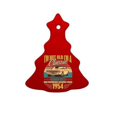 Vintage Retro Im Not Old Im A Classic 1954 70th Birthday Classic Car Lover Ceramic Tree Ornament