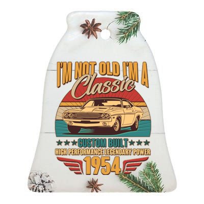 Vintage Retro Im Not Old Im A Classic 1954 70th Birthday Classic Car Lover Ceramic Bell Ornament